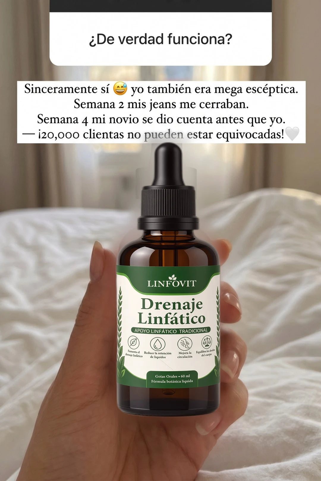 Clienta con su frasco de Linfovit